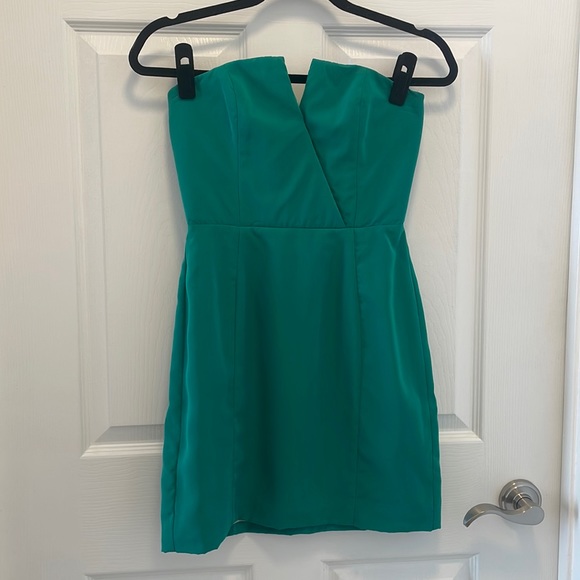 Naven Slit-Neck Strapless Bombshell Mini Dress - Picture 1 of 4